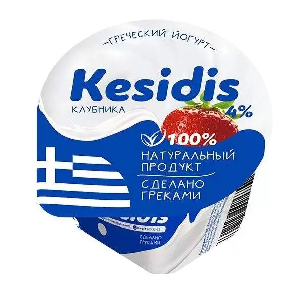 Йогурт Kesidis Dairy Греческий клубника 4% 130 г