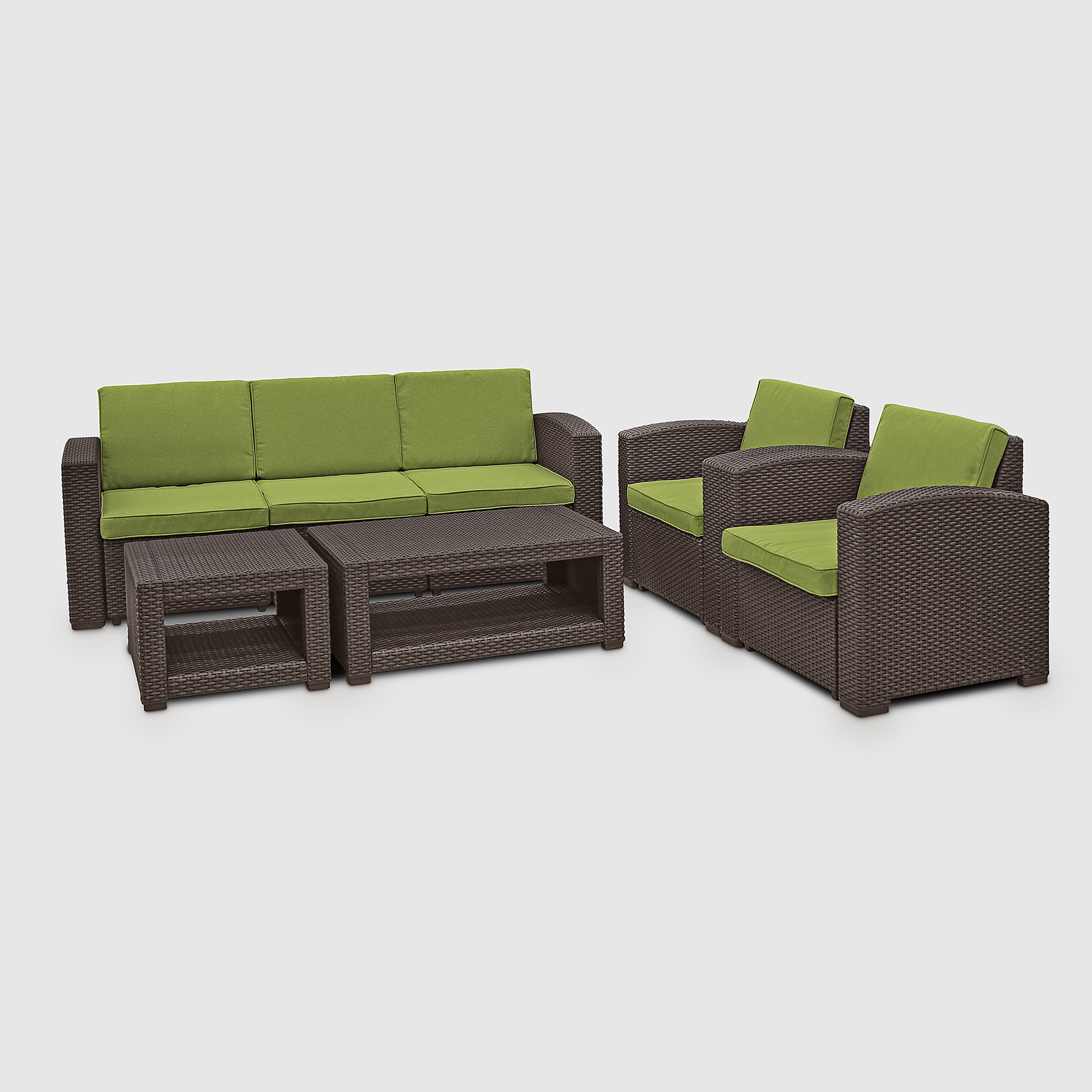 Комплект LF стол+тумба+софа 3-х местная+2 кресла зеленый (SF-C-B-A15122/SF-3-B-A15122), цвет коричневый, размер 199x75x71 - фото 1
