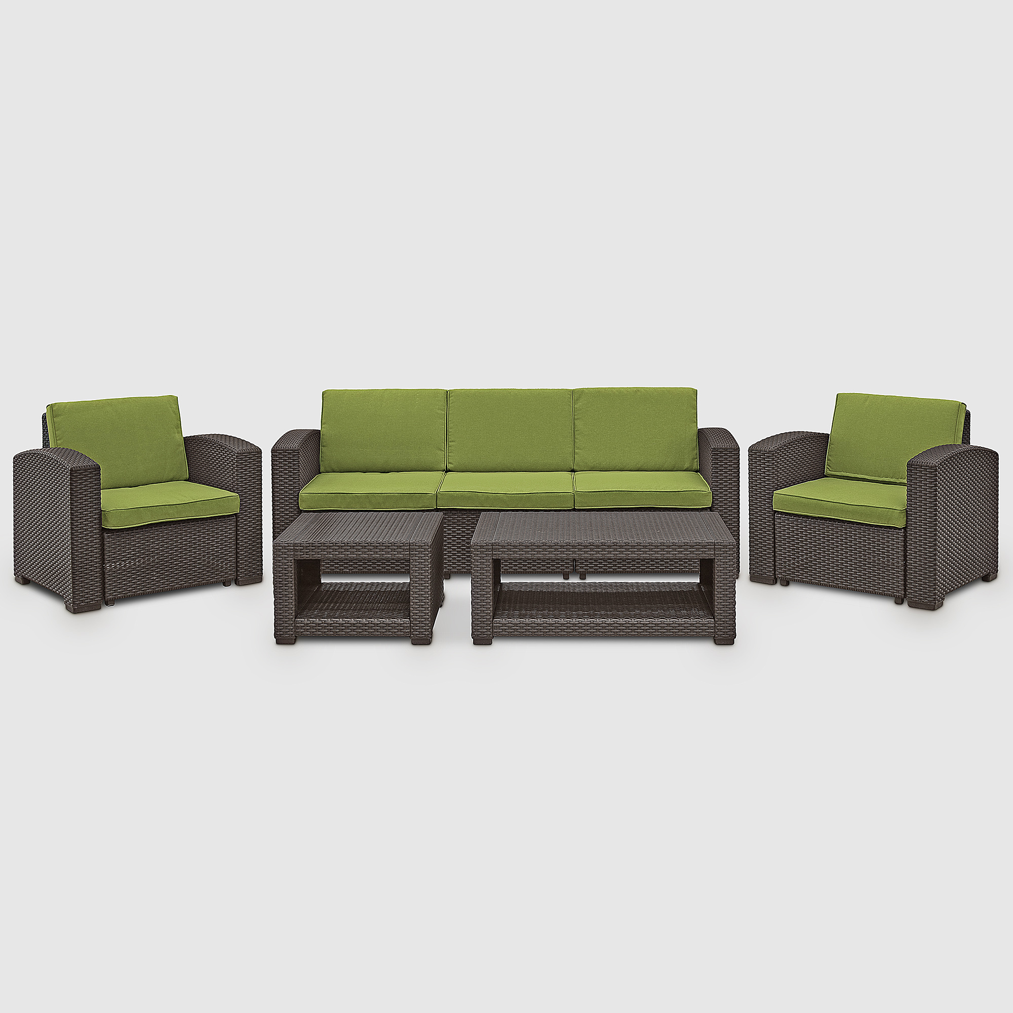 Комплект LF стол+тумба+софа 3-х местная+2 кресла зеленый (SF-C-B-A15122/SF-3-B-A15122), цвет коричневый, размер 199x75x71 - фото 3