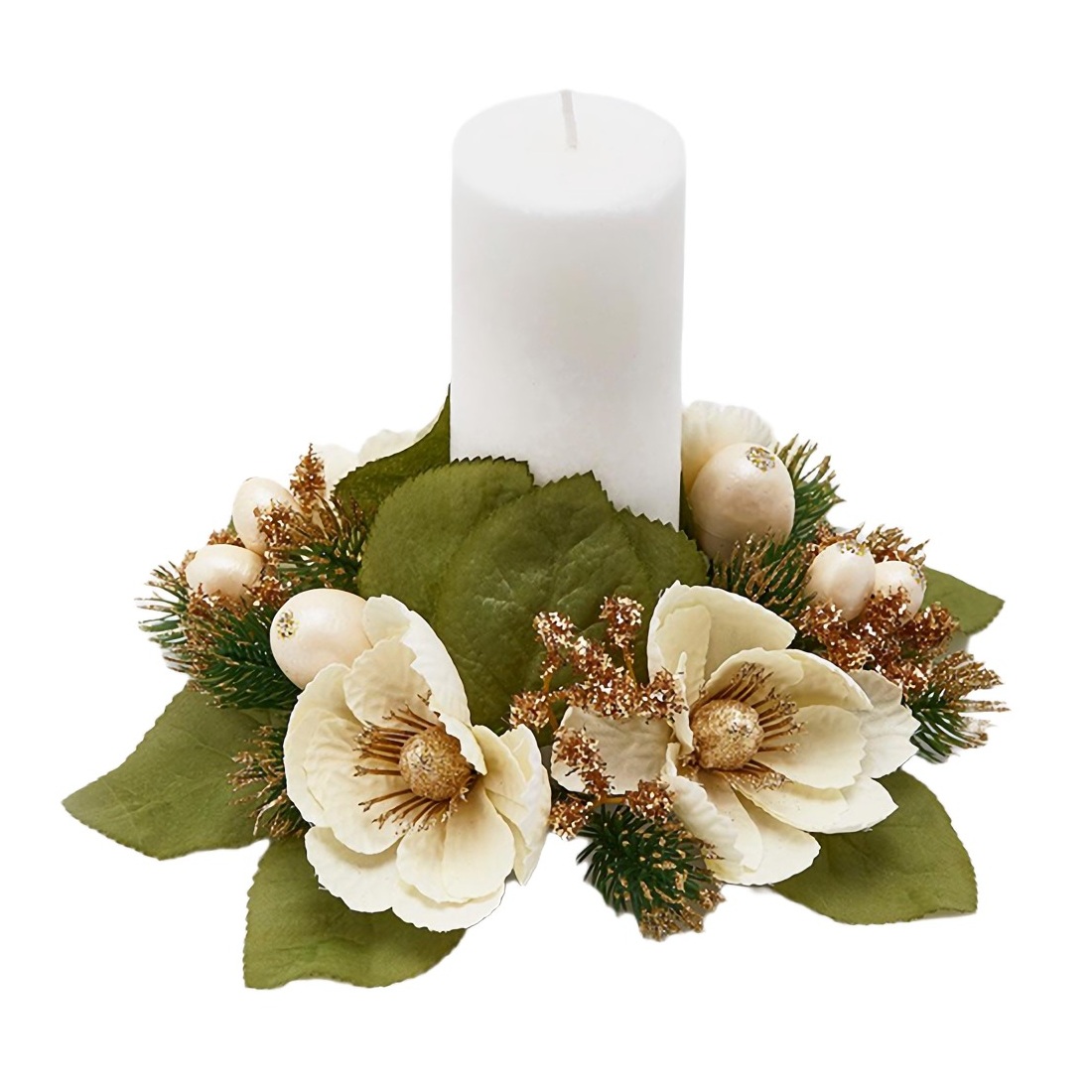 Декоративное кольцо для свечи Edg цветы белый 18 см