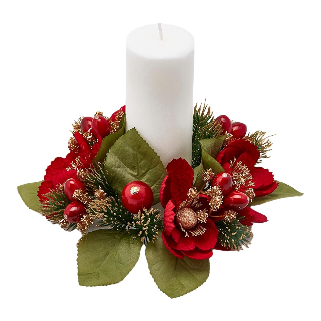 фото Декоративное кольцо для свечи edg цветы красный 18 см
