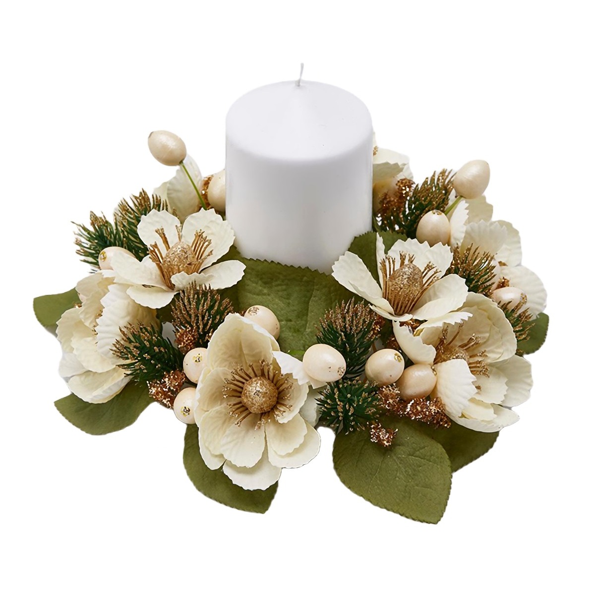 фото Декоративное кольцо для свечи edg цветы белый 23 см