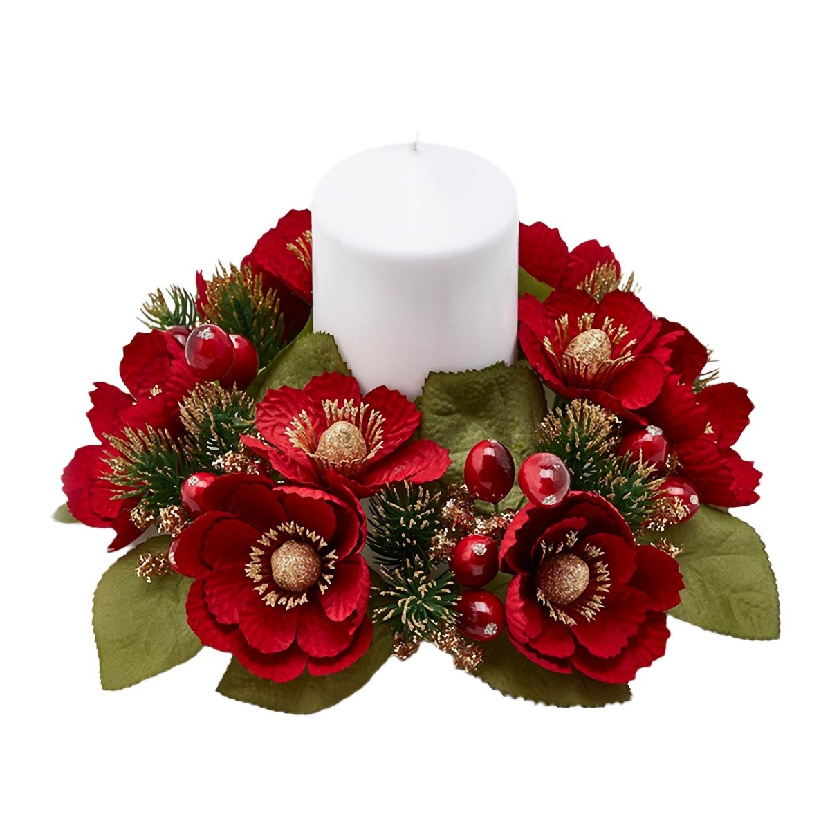 фото Декоративное кольцо для свечи edg цветы красный 23 см