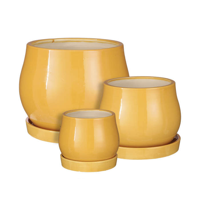 

Горшок цветочный Edelman garden Aldo с поддоном охра 21х21х17 см