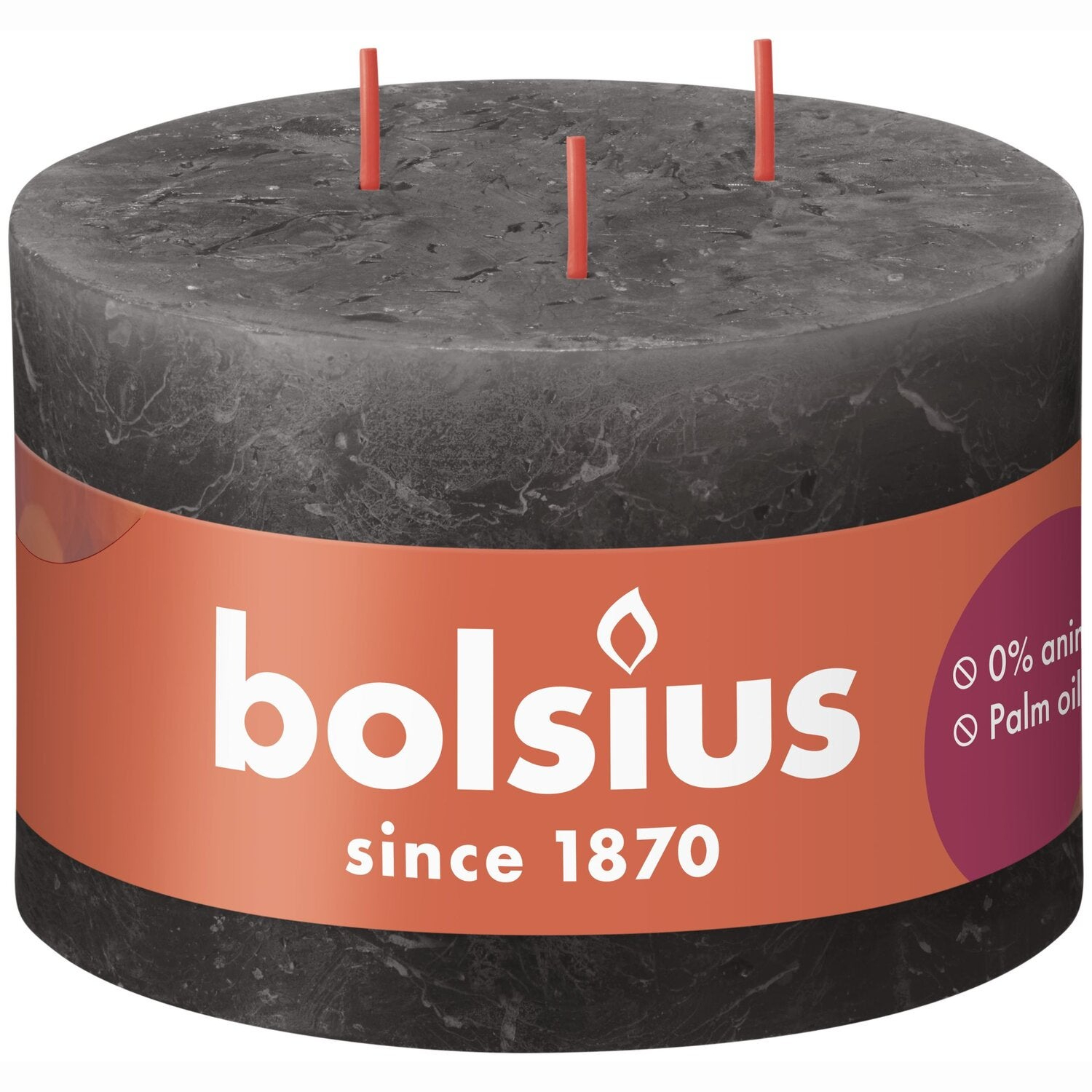 фото Свеча bolsius rustic shine 9х14 см с 3 фитилями серая