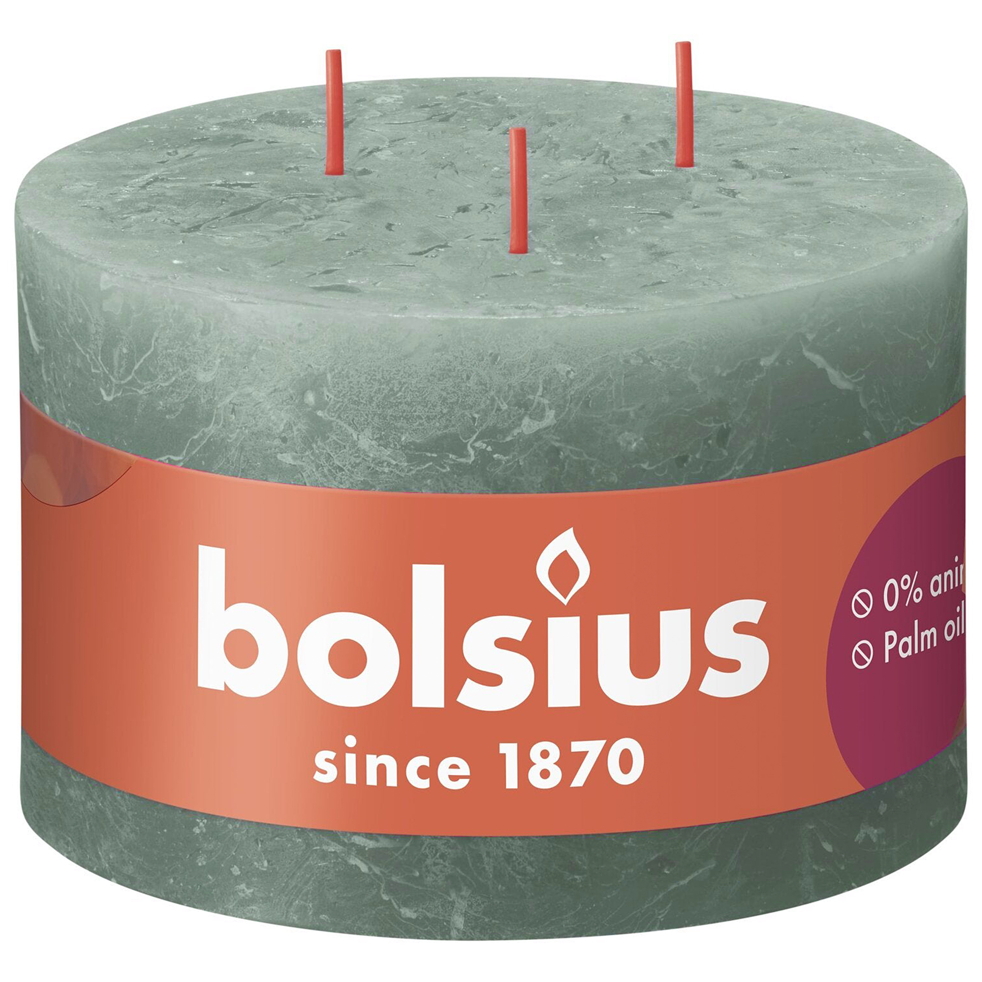 фото Свеча bolsius rustic shine 9х14 см с 3 фитилями зеленая