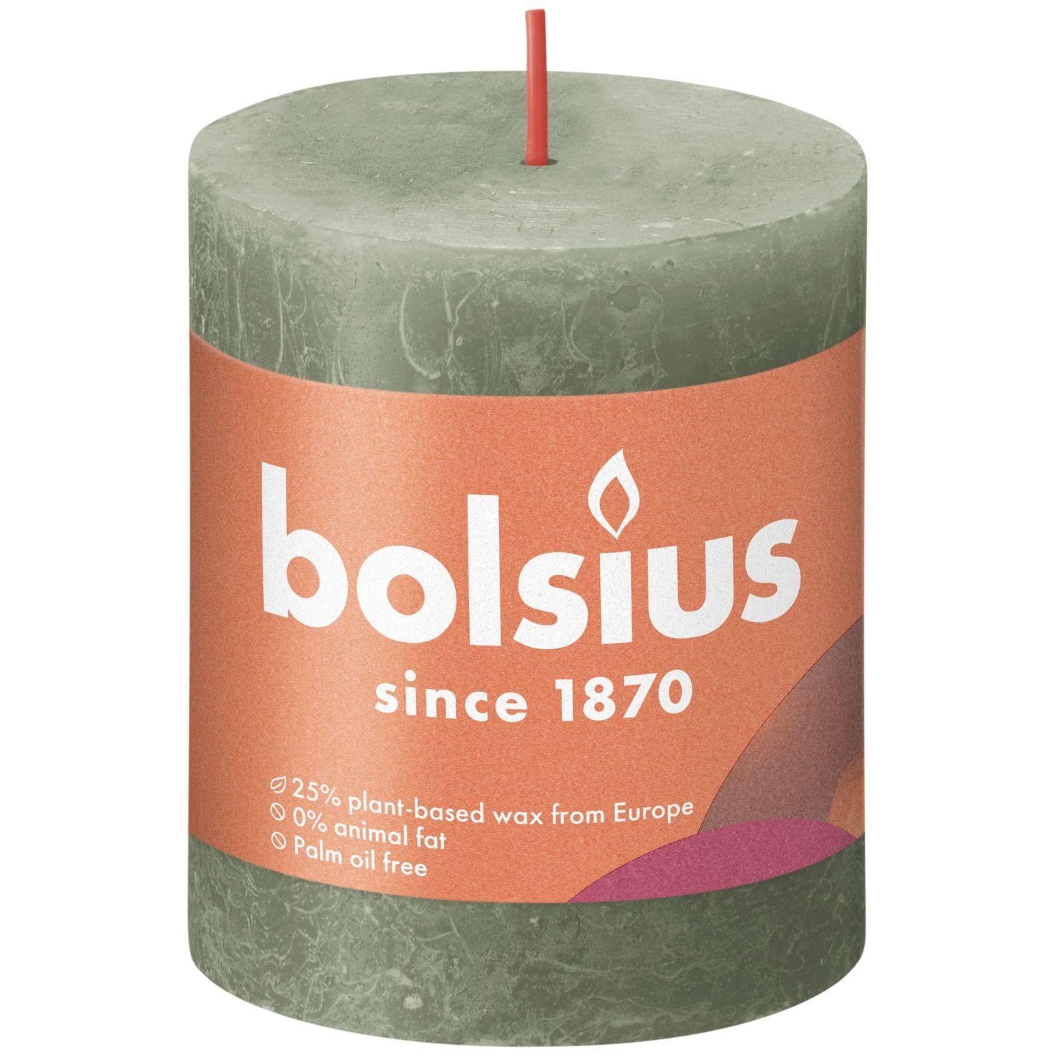фото Свеча bolsius rustic 8х6,8 см shine оливковая
