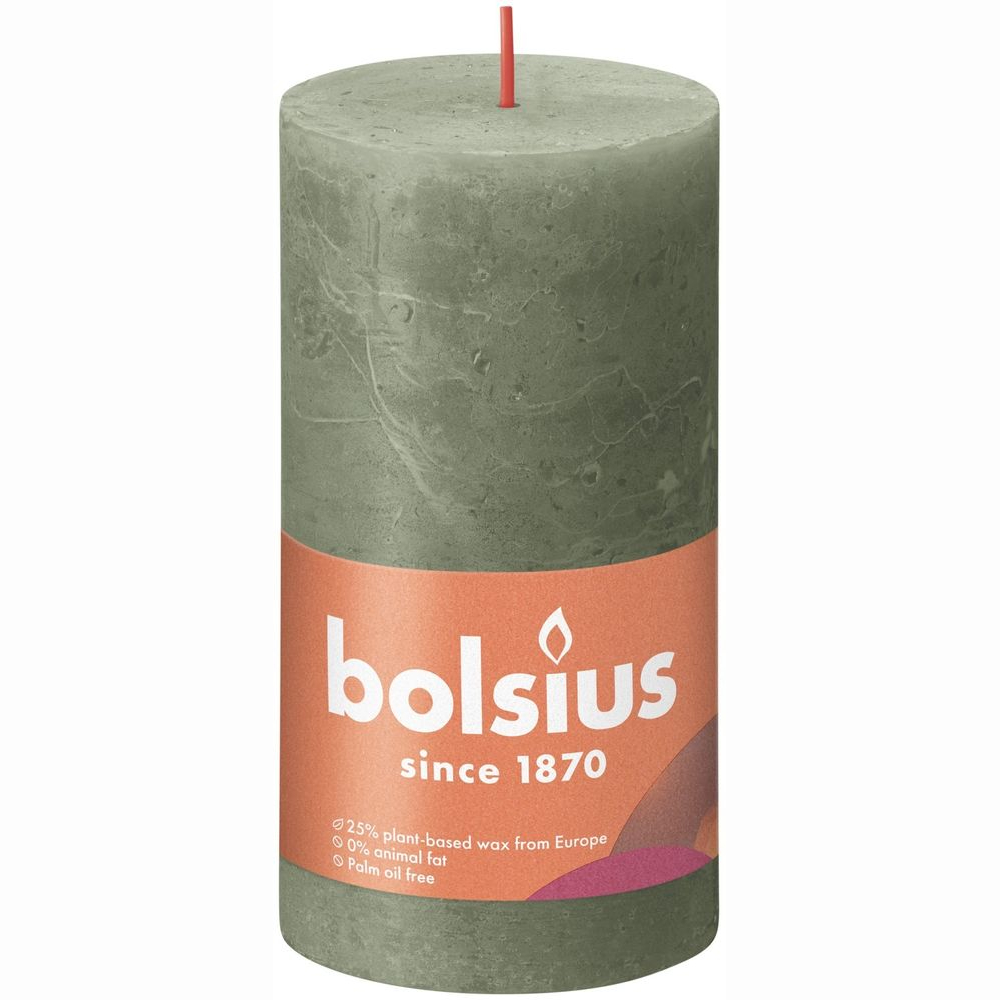 фото Свеча bolsius rustic 13х6,8 см shine оливковая