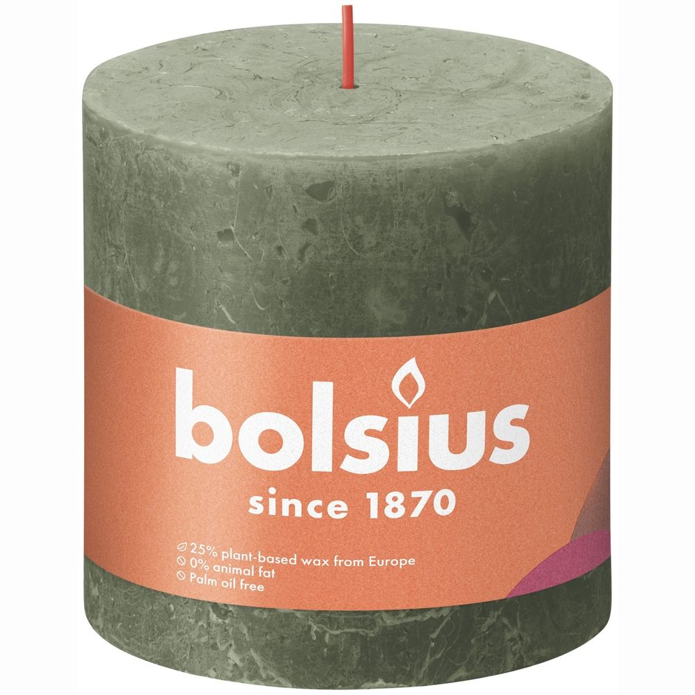 фото Свеча bolsius rustic 10х10 см shine оливковый