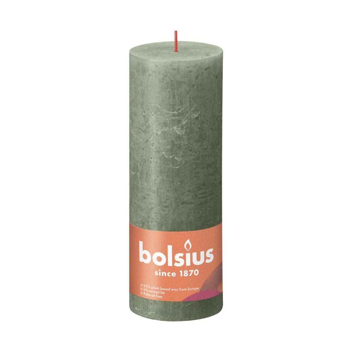 фото Свеча bolsius rustic 19х6,8 см shine оливковый