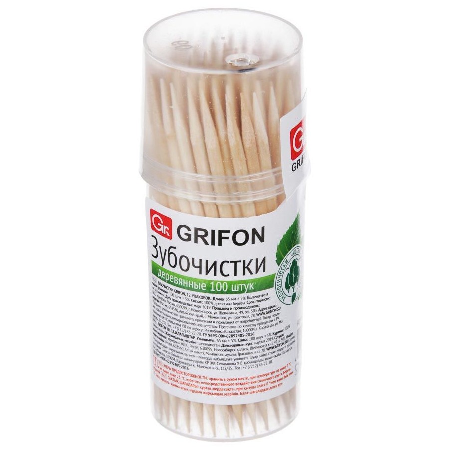 Зубочистки деревянные Grifon 100 шт