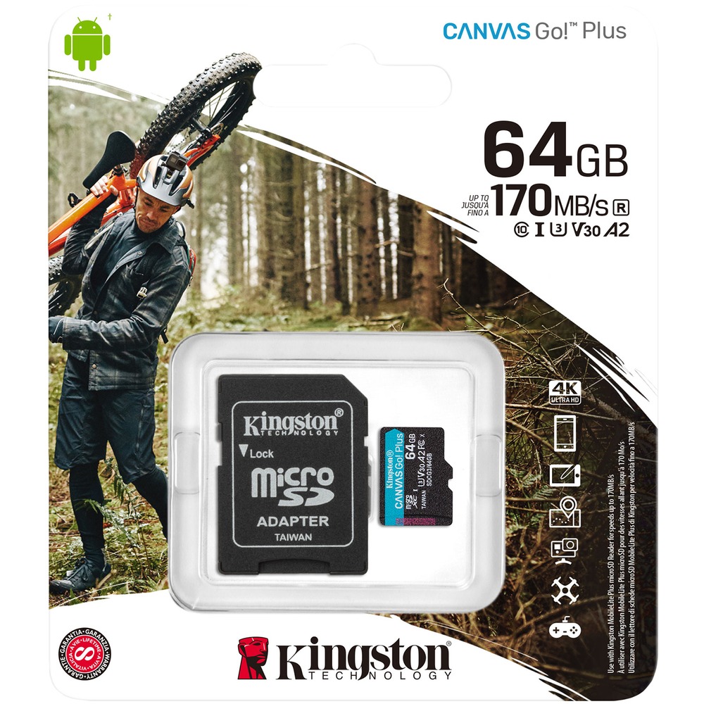 фото Карта памяти kingston canvas go plus microsdxc 64 гб