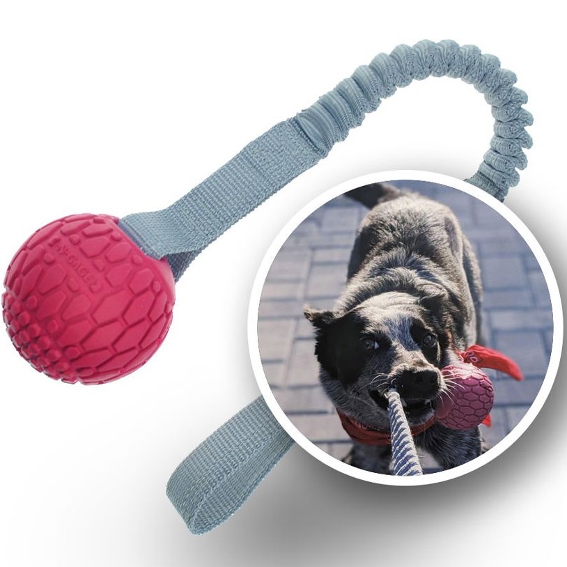 Игрушка для собак CHOMPER N-Gage Мяч на веревке суперпрочный из резины NG-016-R 50 см, цвет красный, размер для крупных пород, для средних пород - фото 2