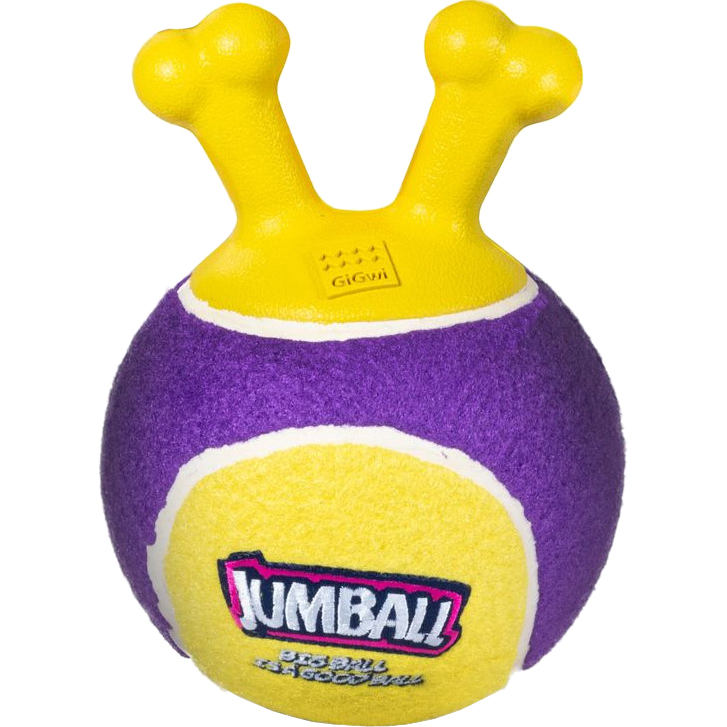 фото Игрушка для собак gigwi jumball мяч теннисный c ручками желтый 18 см