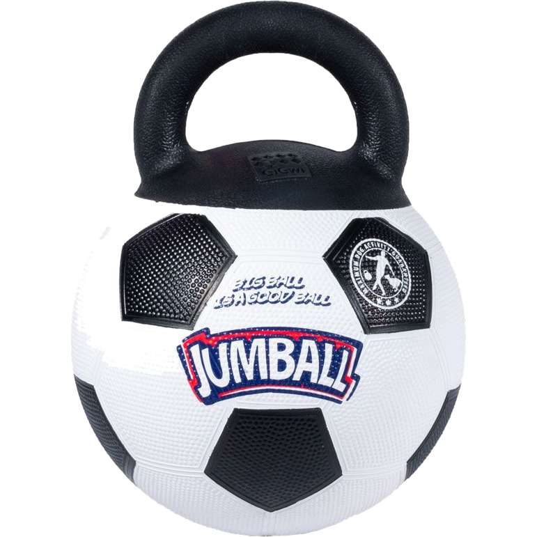 фото Игрушка для собак gigwi jumball мяч футбольный c ручкой белый 26 см