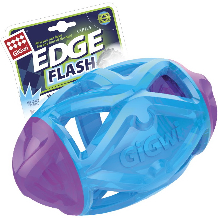 фото Игрушка для собак gigwi edge flash регби-мяч светящийся 15 см