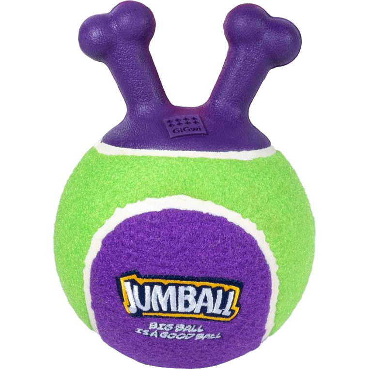 фото Игрушка для собак gigwi jumball мяч теннисный c ручками зеленый 18 см