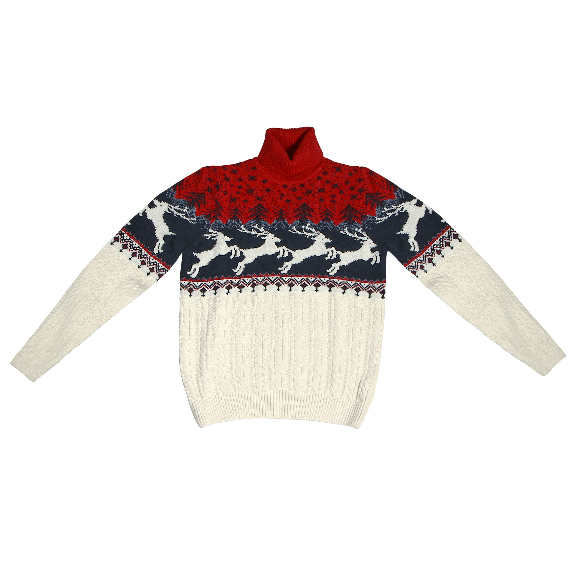 Мужской свитер Pulltonic Олень белый, цвет красный, размер M - фото 1