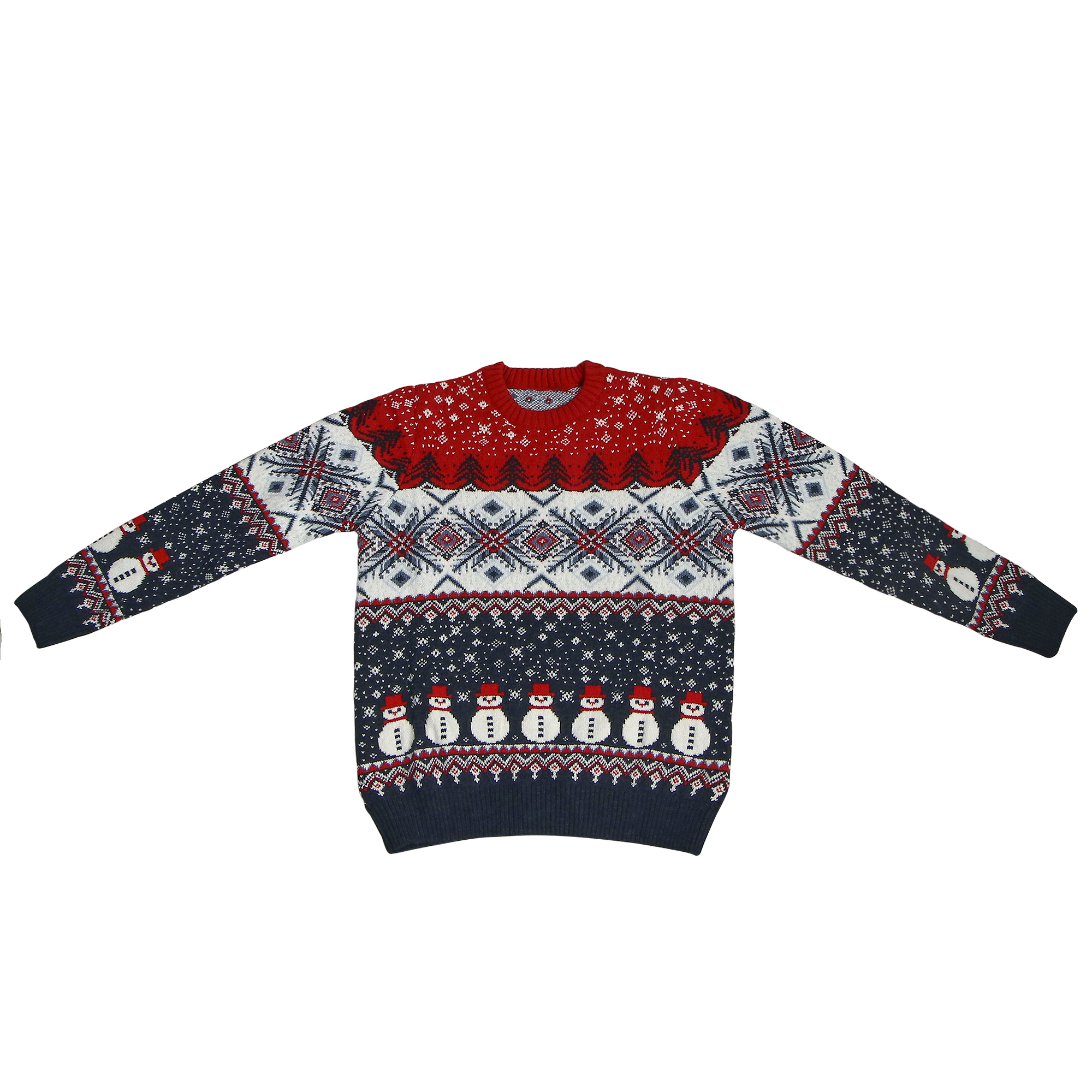 Мужской свитер Pulltonic Снежинка красная, цвет белый, размер S - фото 1