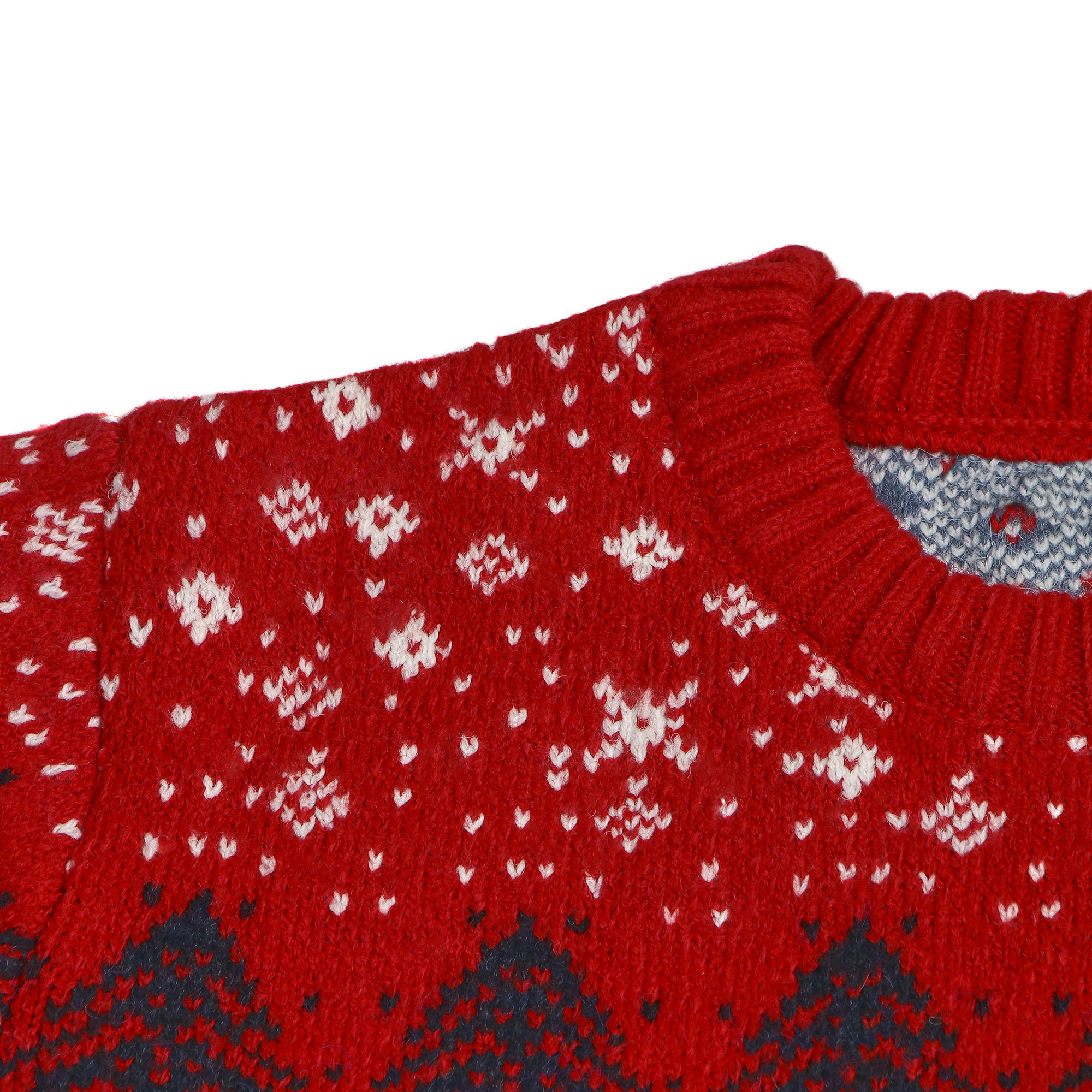 Мужской свитер Pulltonic Снежинка красная, цвет белый, размер S - фото 2
