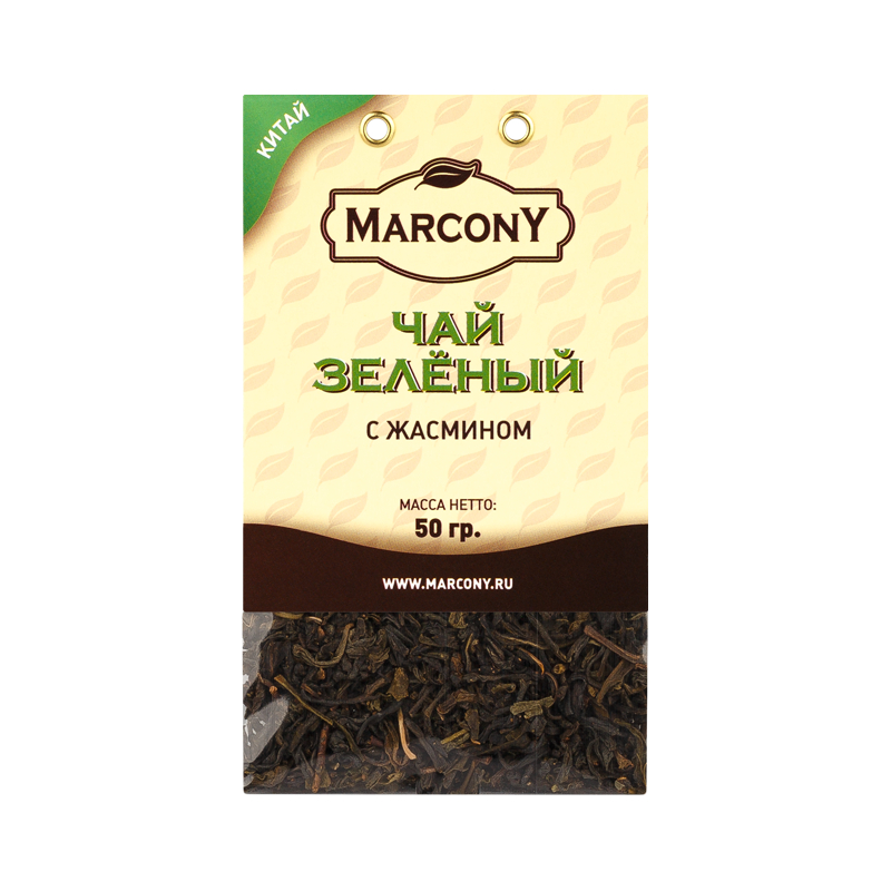 Чай зеленый Marcony с жасмином, листовой, 50 г