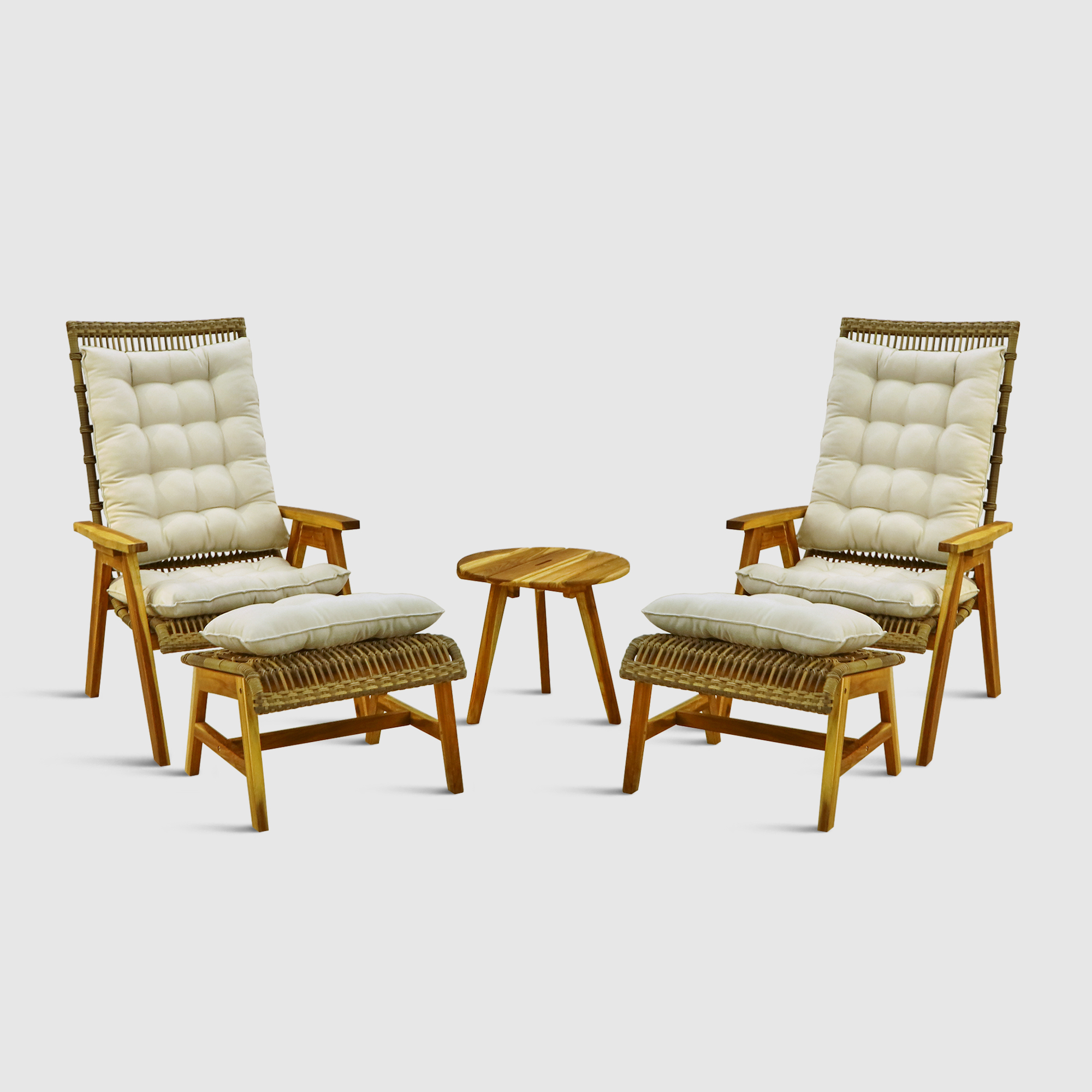 Комплект мебели Jepara Wicker relax 5 предметов, цвет светло-коричневый, размер 73х66х118