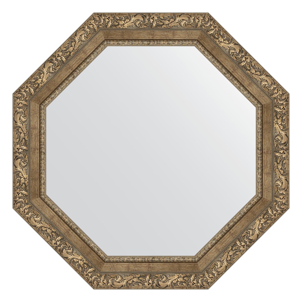 фото Зеркало в багетной раме evoform - виньетка античная латунь 85 mm 70x70 cm