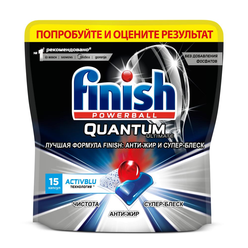 фото Капсулы для посудомоечных машин finish quantum ultimate activeblu 15 шт