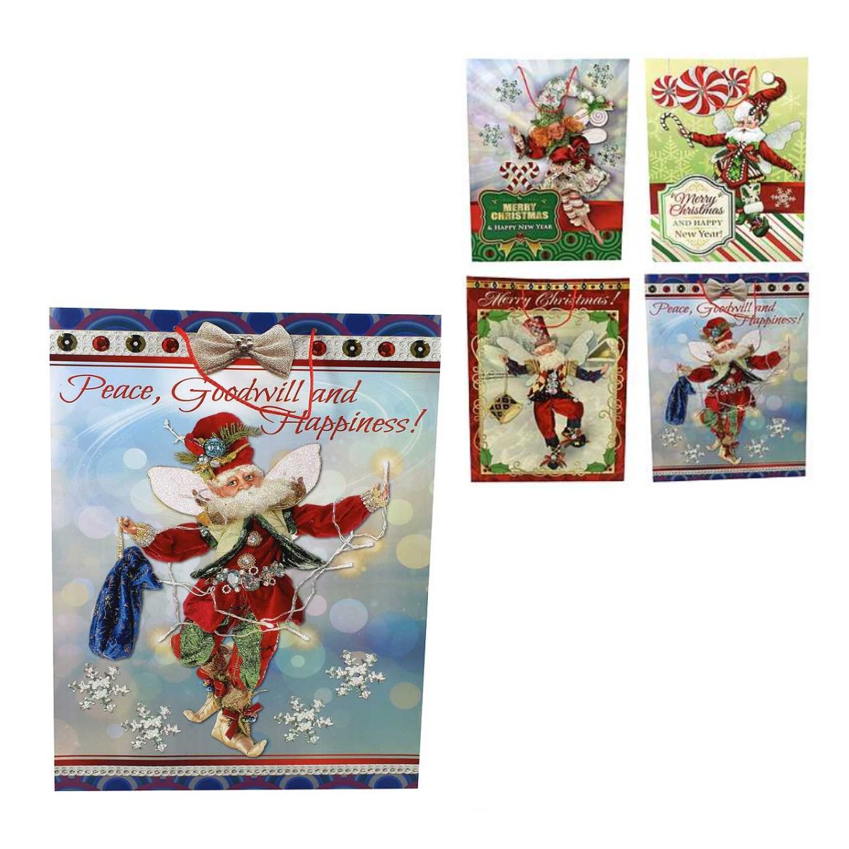 Пакет подарочный Due Esse Christmas Natalizia 18x7x14 см в ассортименте - фото 1