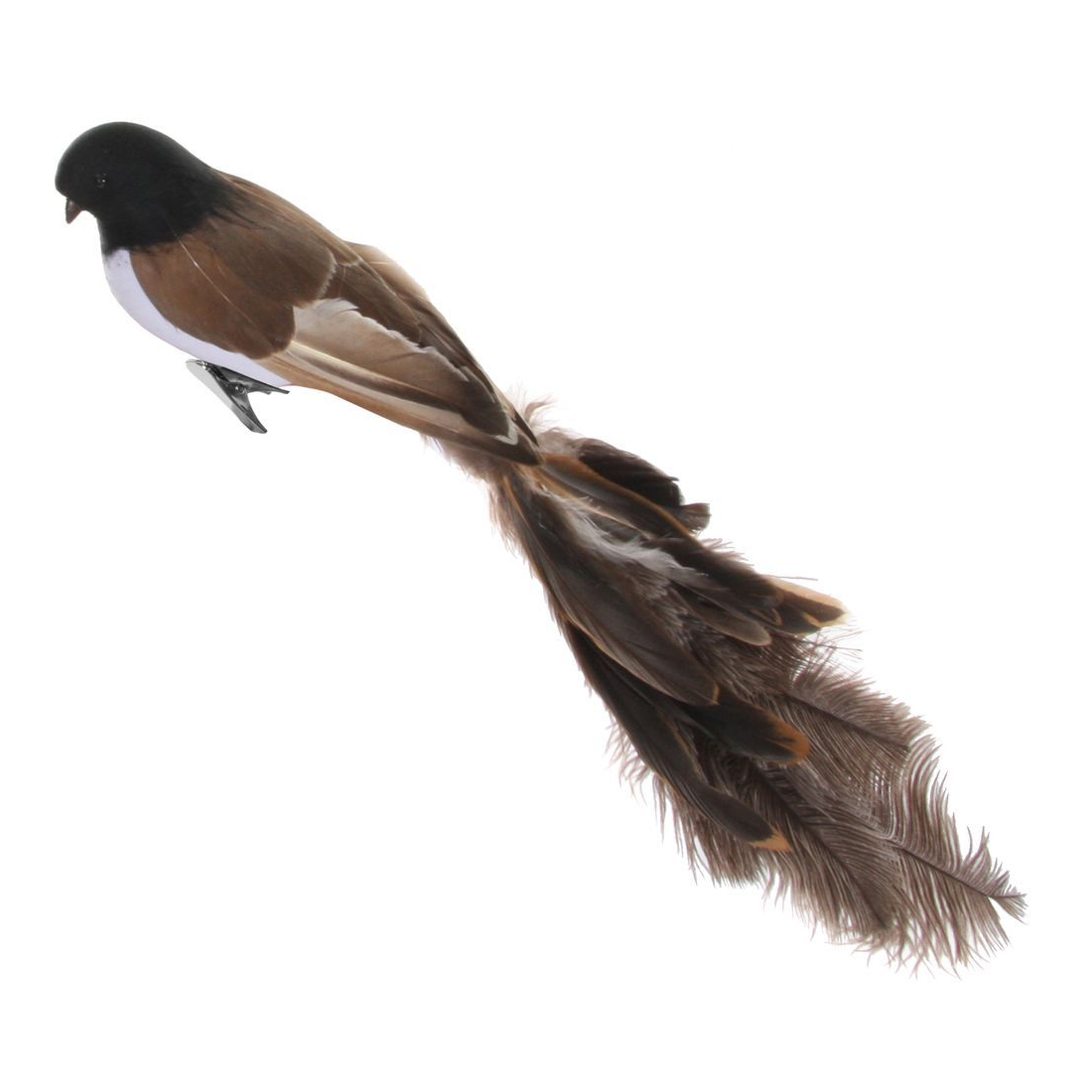 Птица на клипсе Shishi ny коричневая 45 см