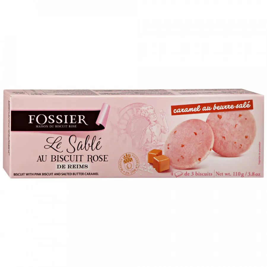 Печенье Fossier розовый бисквит с соленой карамелью, 110 г