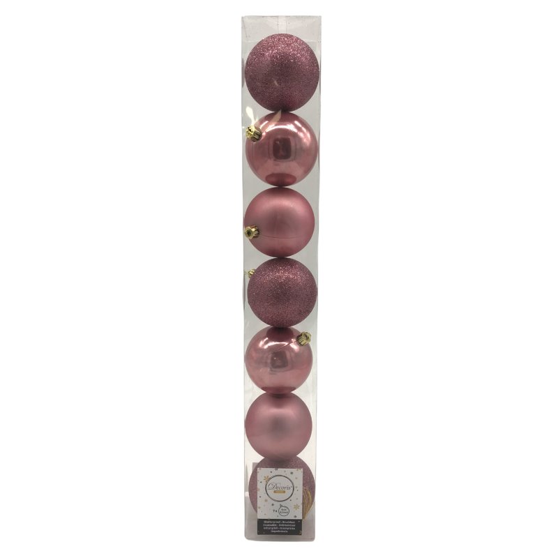 фото Набор шаров на елку kaemingk 8 см 7 шт пластик розовый