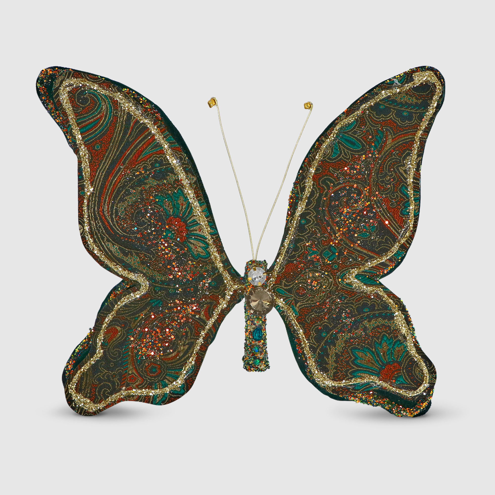 Декоративная бабочка Edelman ny на клипсе 25 см темно-зеленый