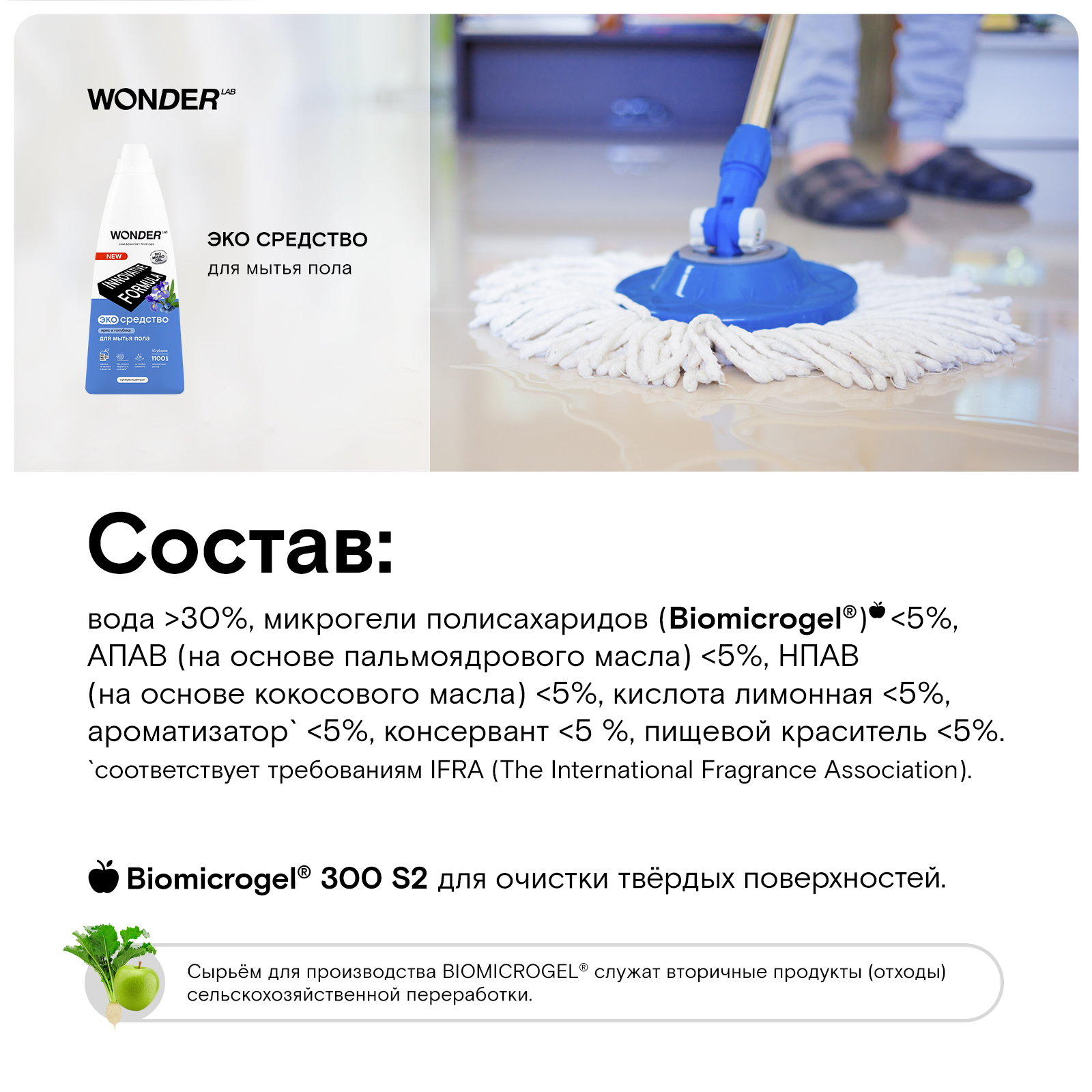 фото Средство для мытья пола wonder lab 1 л