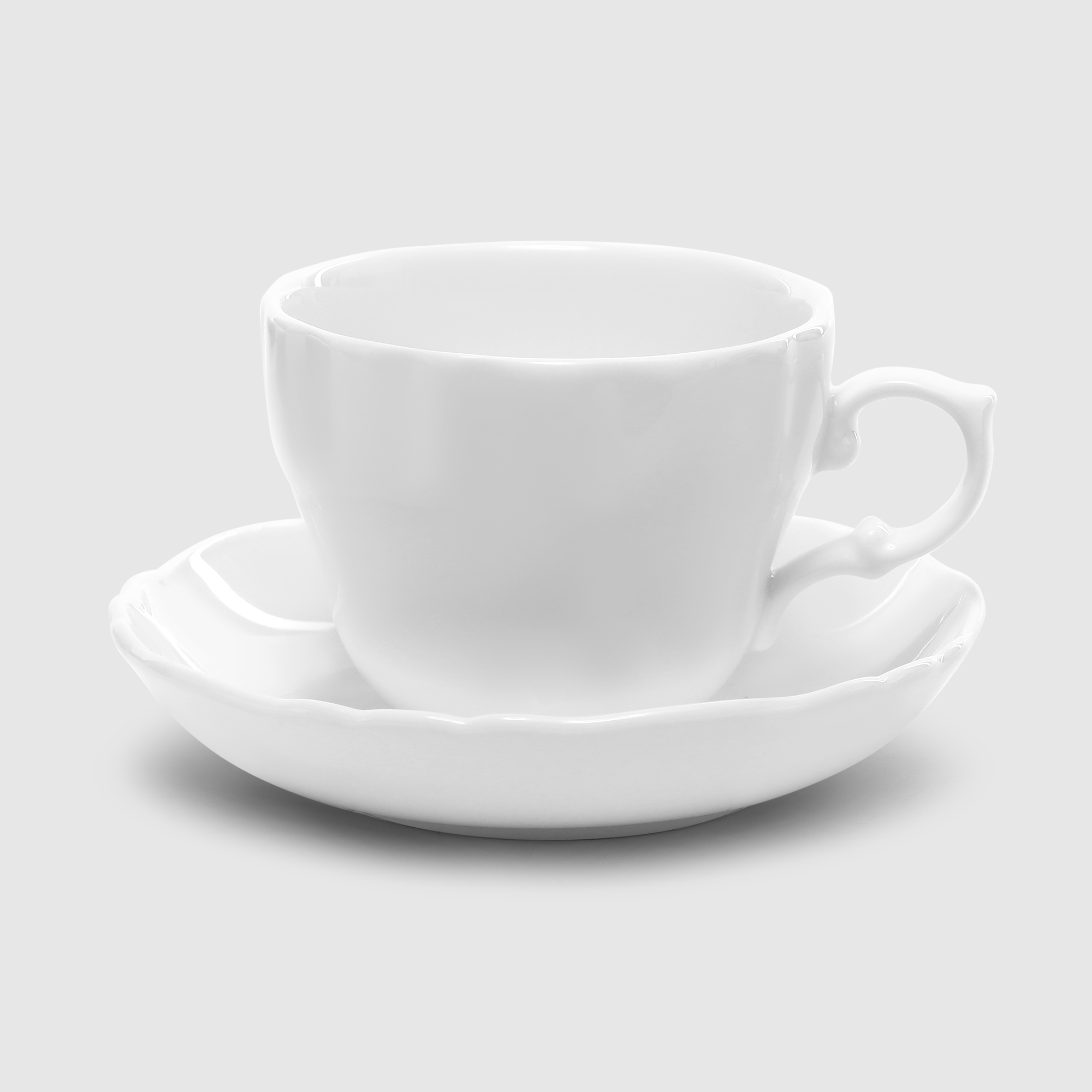 Чашка с блюдцем Porcelana Bogucice River White 90 мл/12 см