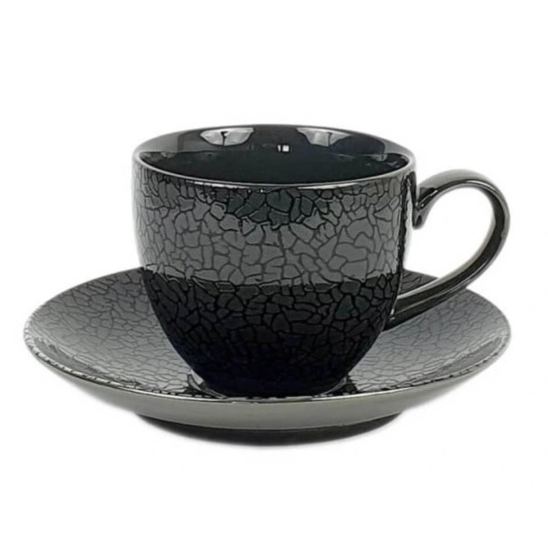 фото Чашка с блюдцем porcelana bogucice zina graphite 0,3 л 16 см