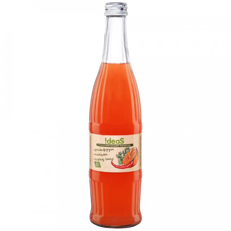 Напиток тонизирующий IDEAS Грейпфрут-Тимьян-Чили газированный, 0,5 л