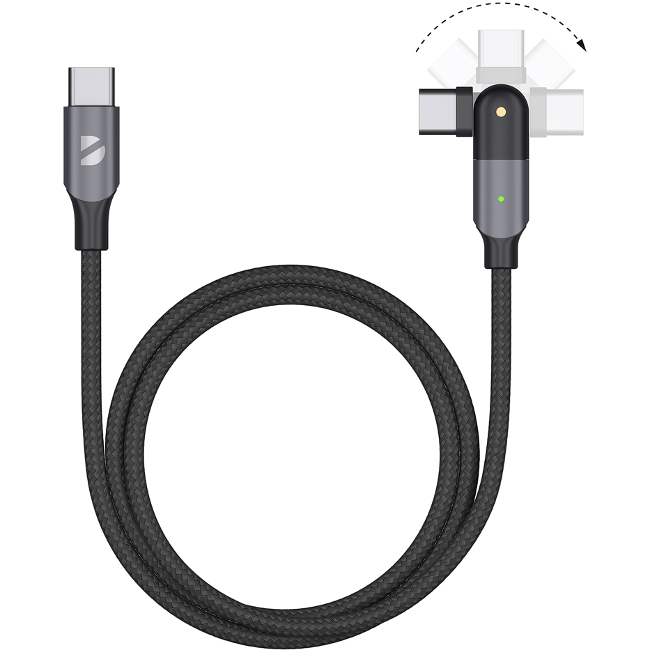 Кабель Deppa USB-C - USB-C поворотный 1,2 м черный - фото 2