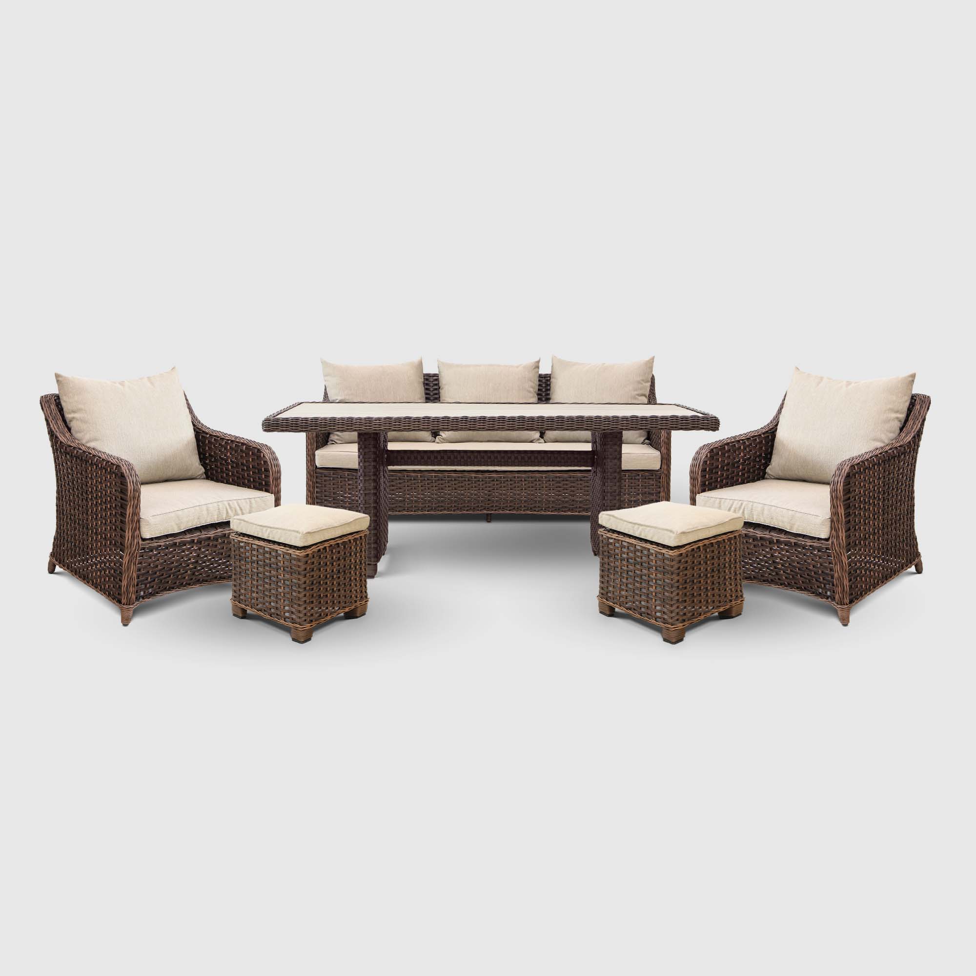 Комплект мебели Yuhang 6 предметов коричневый, цвет бежевый, размер 194х65х78 см