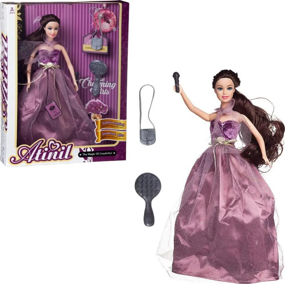 

Кукла JUNFA TOYS Atinil Виновница торжества в длинном платье, с микрофоном и другими аксессуарами 28 см