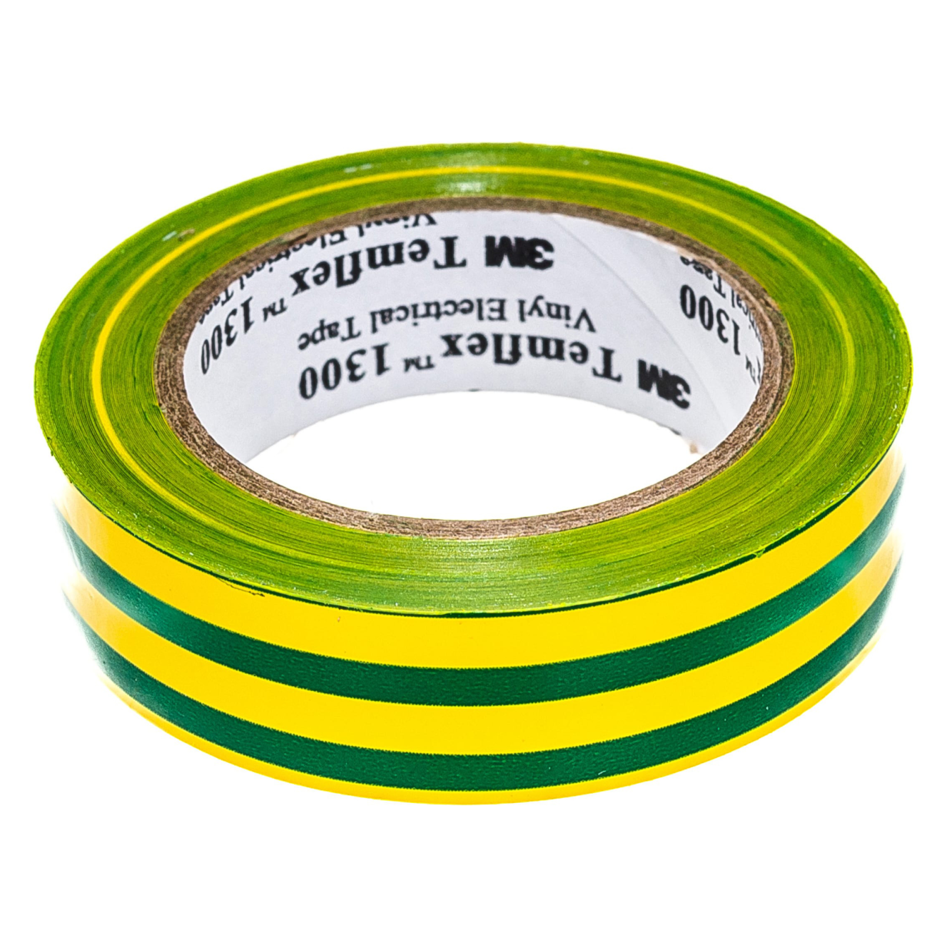 Изолента ПВХ 3М Temflex 1300 желто-зеленая рулон 15мм x 10м