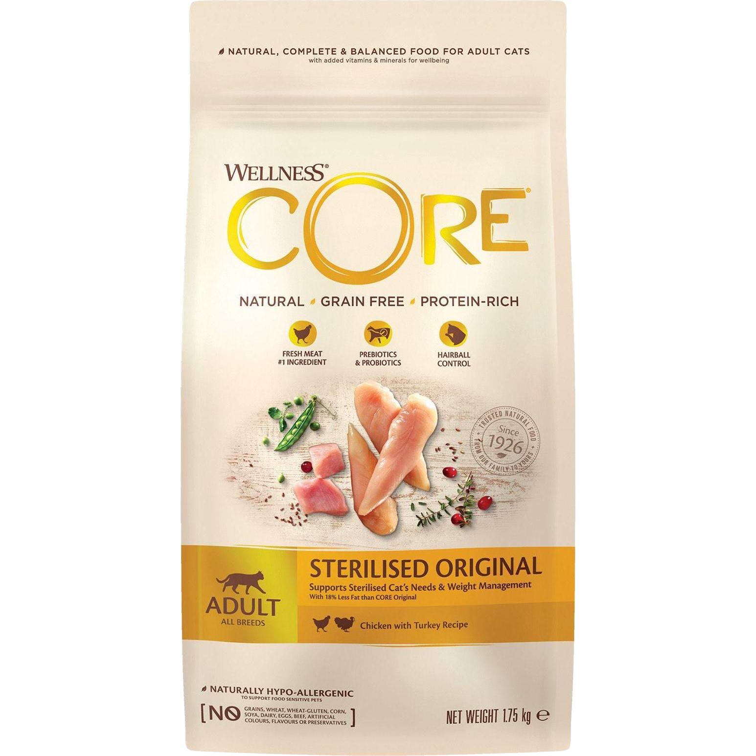 фото Корм для кошек wellness core sterilised курица с индейкой 1,75 кг