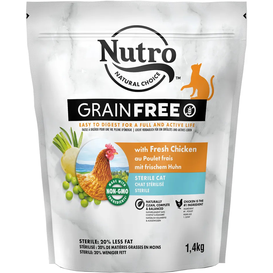 Корм для кошек Nutro Grain Free для стерилизованных, со свежей курицей и экстрактом розмарина 1,4 кг
