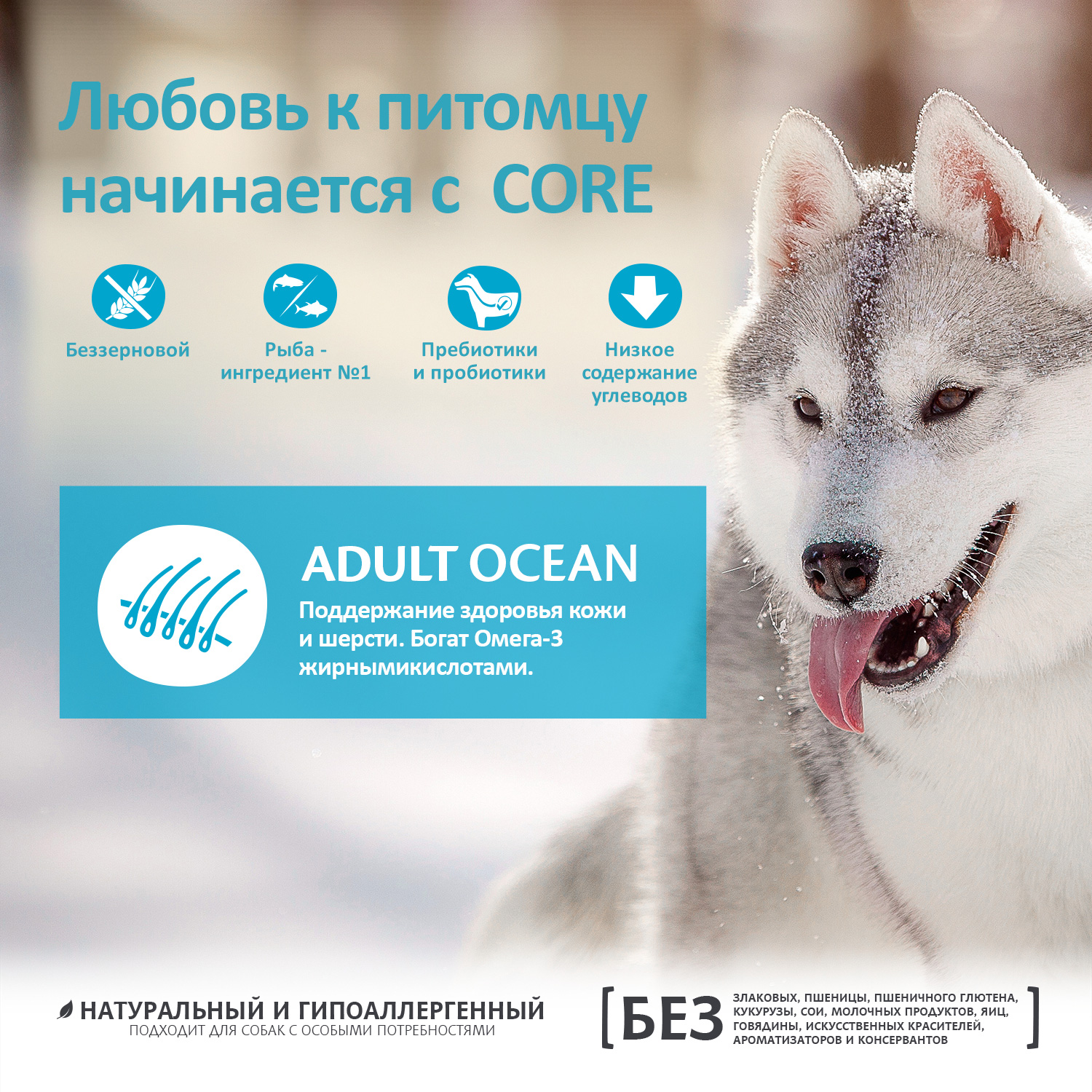 фото Корм для собак wellness core ocean для взрослых собак из лосося с тунцом 1,8 кг