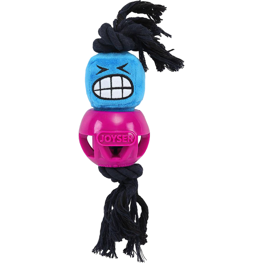 Игрушка для собак Joyser Cageball Funhead Jack с резиновым мячом и пищалкой M розовый 37 см