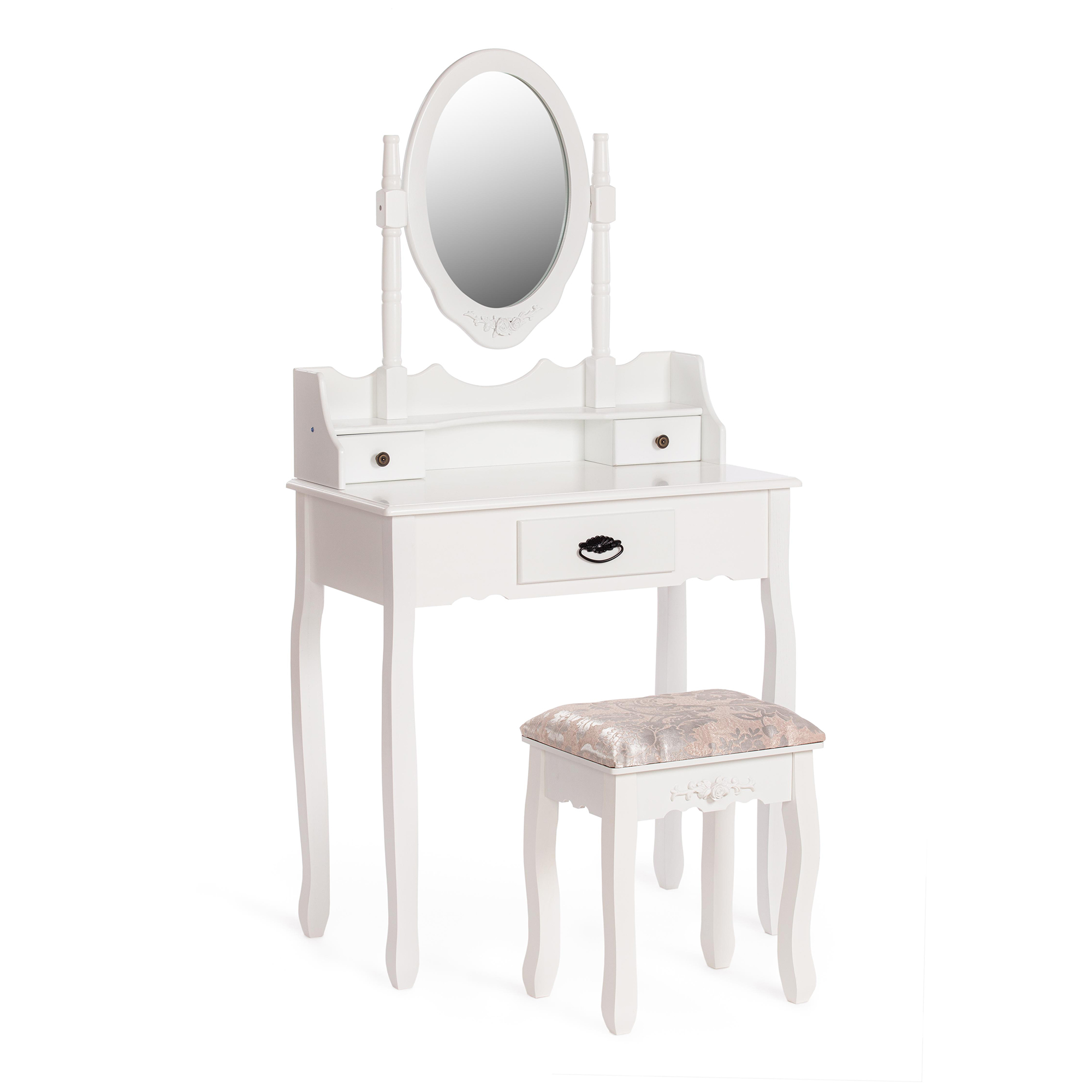 Туалетный столик с зеркалом и табуретом SDM 75х40х145см белый