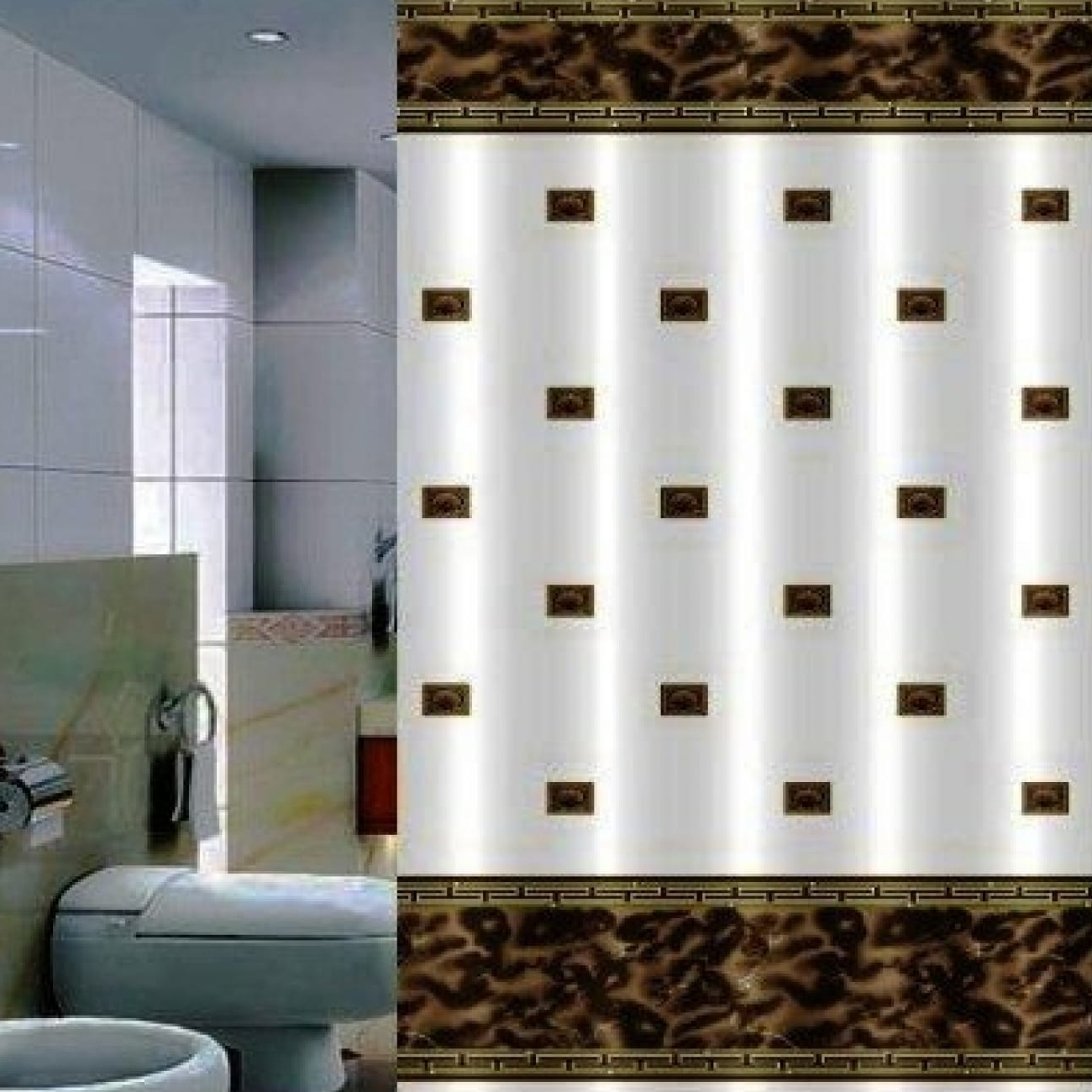 Штора для ванной Primanova Zumrut белая с коричневым 180х200 см, цвет белый