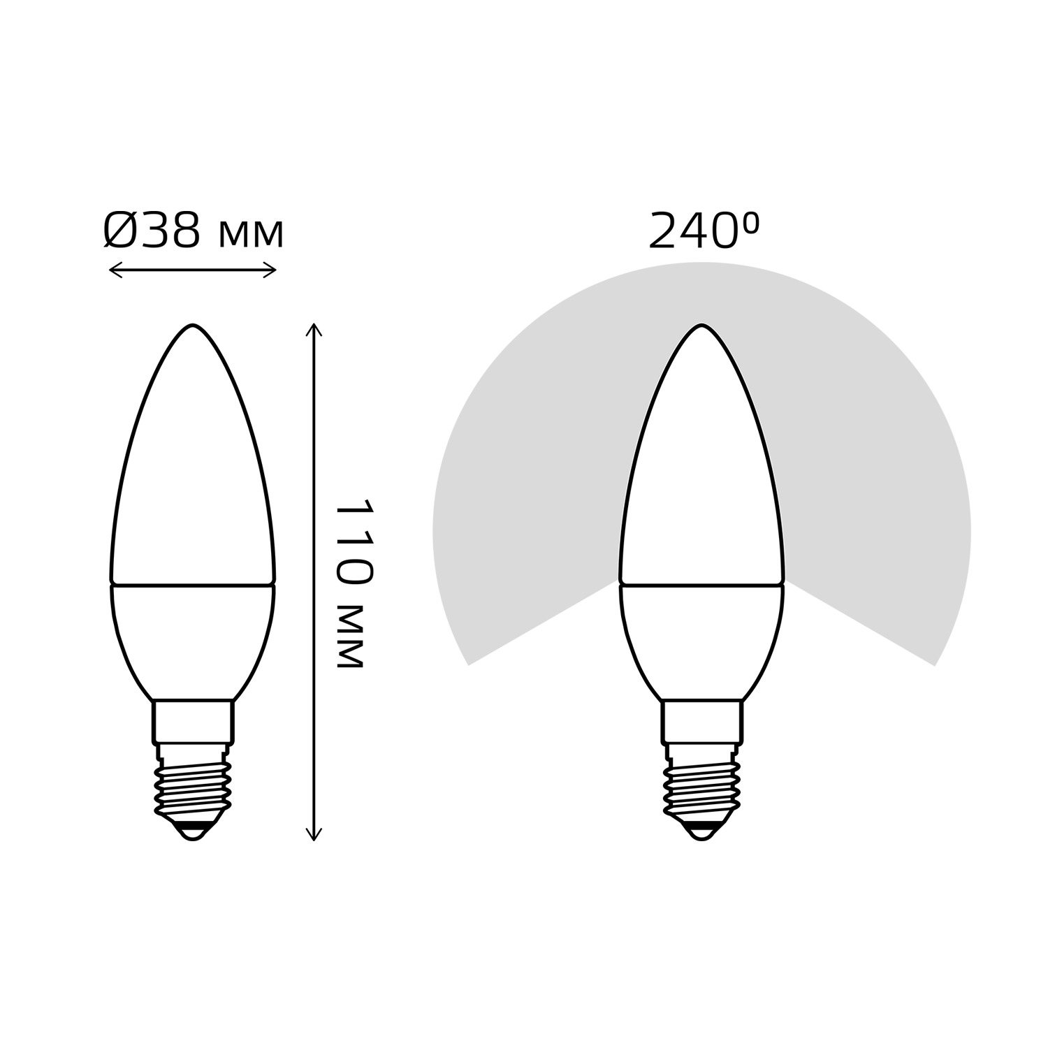 фото Лампа gauss свеча 7w 590lm 6500к e14 диммируемая led