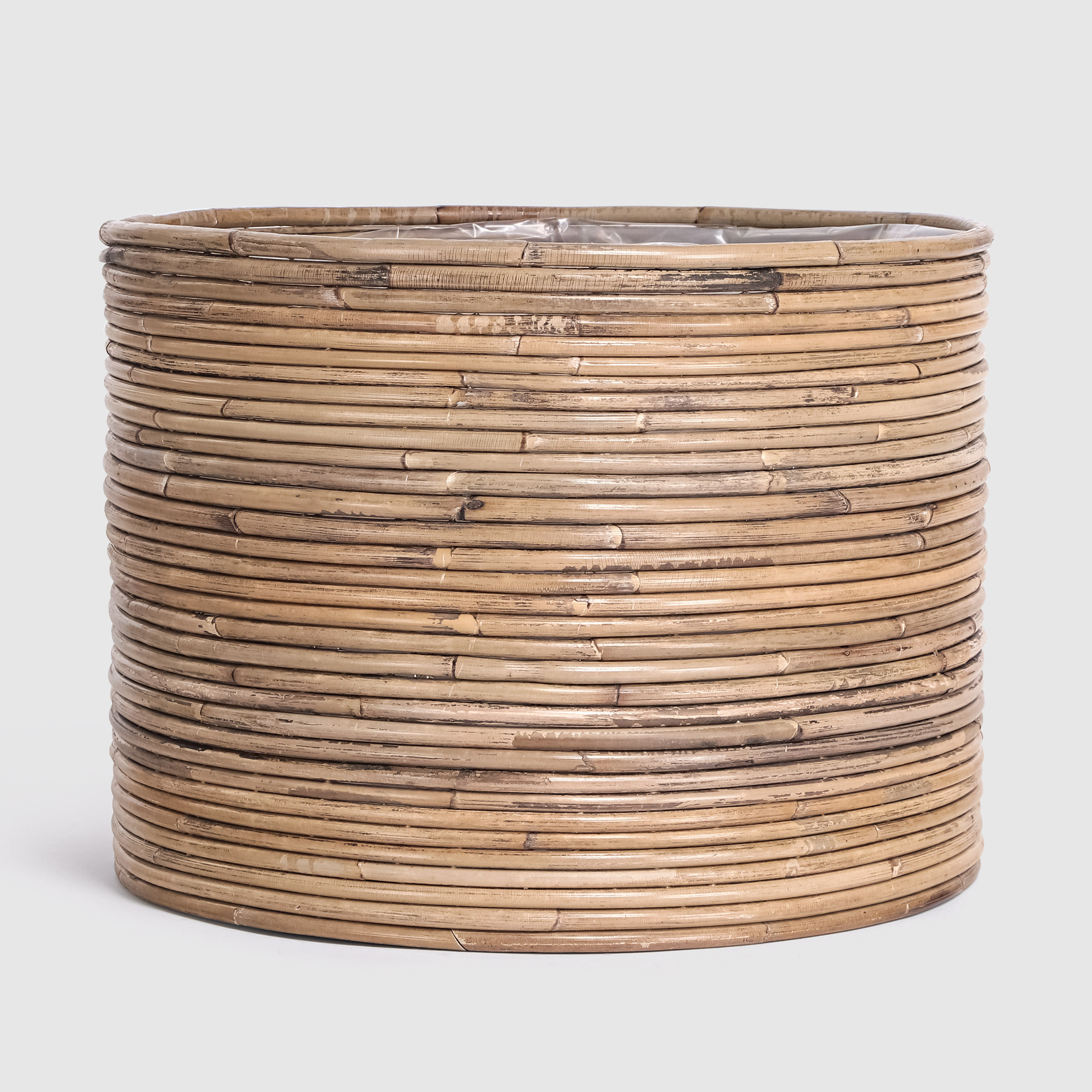 Кашпо Van der leeden Cylinder Stripe бежевое с коричневым 30х20 см