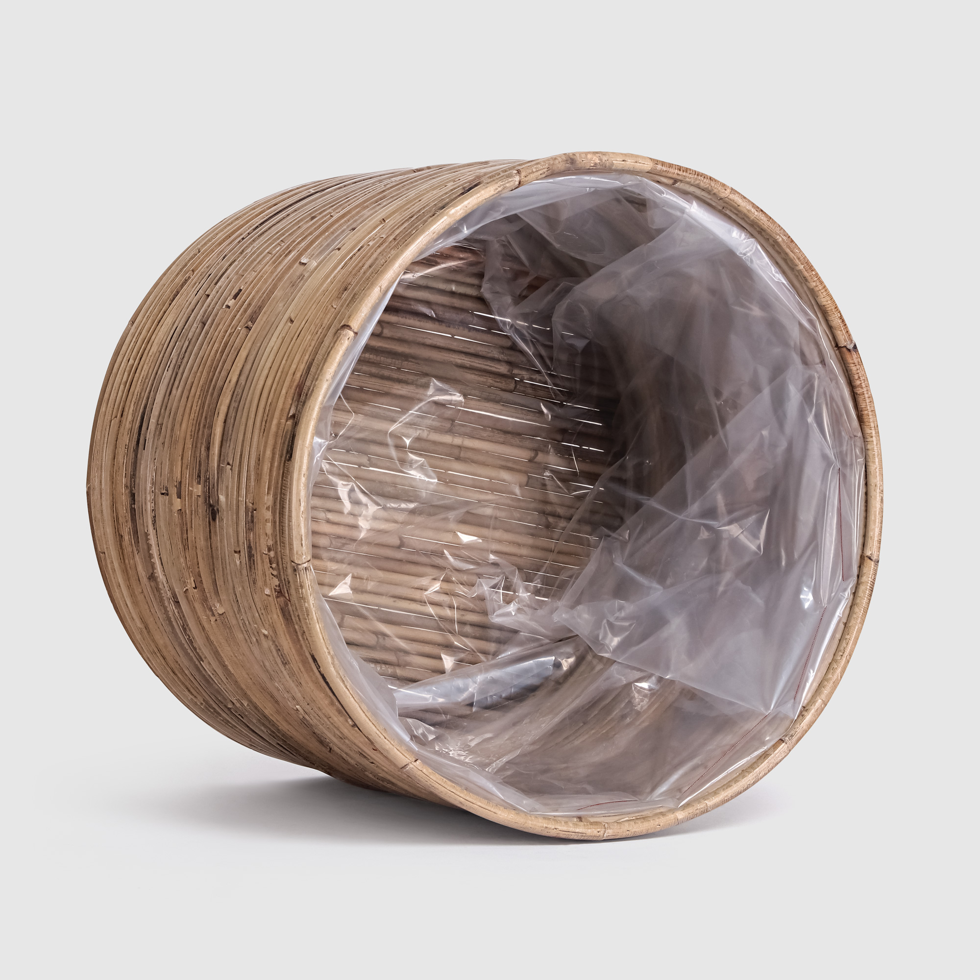 Кашпо Van der leeden Cylinder Stripe бежевое с коричневым 30х20 см, цвет бежевый - фото 2